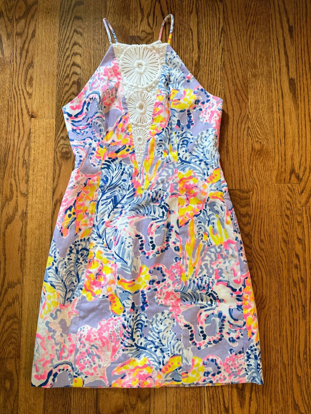 Lilly Pulitzer Floral Halter Mini Dress in Pink, Blue & Yellow